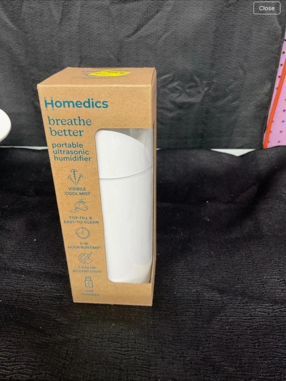 Homedics White Portable Ultrasonic Humidifier with Accent Light